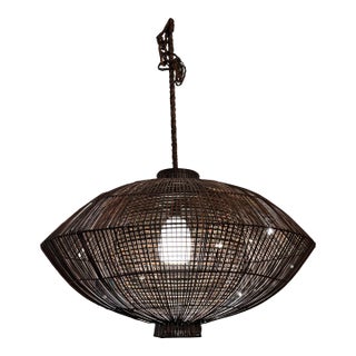 Organic Modern Rattan Braided Rope Pendant Light For Sale