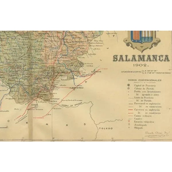 Cartographic View of Salamanca, The Golden Province of Spain, 1902 For Sale - Image 4 of 6