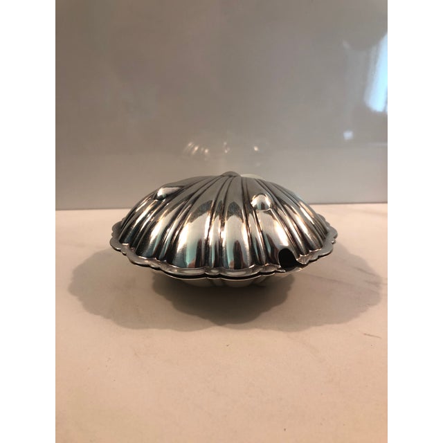 Metal 1940s England Fan Clam Shell Lidded Bowl For Sale - Image 7 of 9