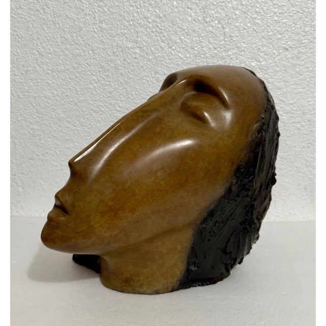 Late 20th Century Ruth Bloch, Large Bronze Sculpture Woman Head, After Modigliani, Ruth Bloch Israeli Artist, c.1990's For Sale - Image 5 of 18