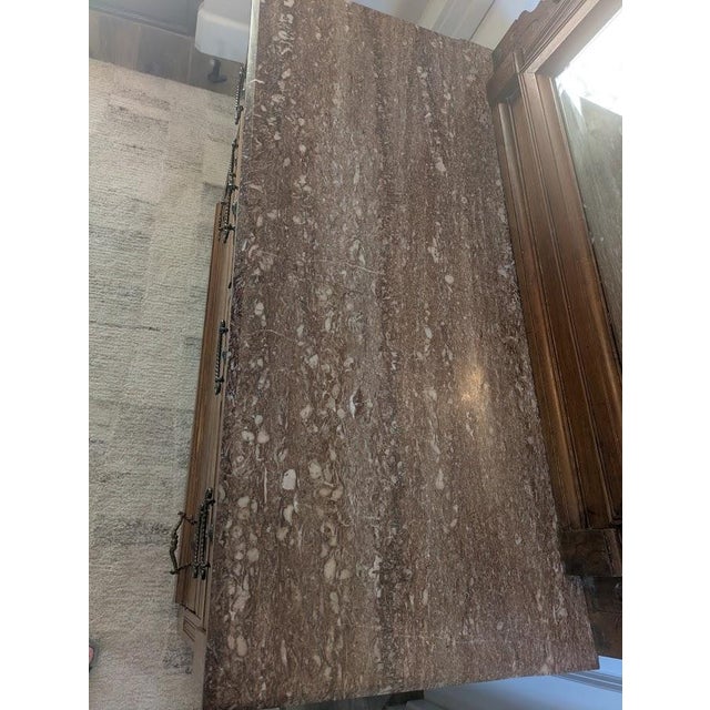 1880s Antique Victorian Eastlake Walnut & Burl Walnut Marble-Top Dresser With Mirror For Sale - Image 4 of 4