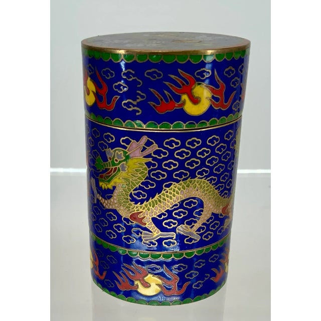 Very beautiful three part cloisonné jewelry box decorated with gravons and flaming pearls. Unusual design, brilliant...