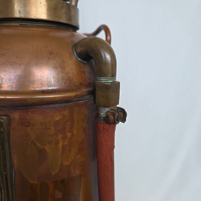 Metal Mid-Century Elkhart Brass 2.5 Gal Copper Soda Acid Fire Extinguisher W/Bottle For Sale - Image 7 of 16