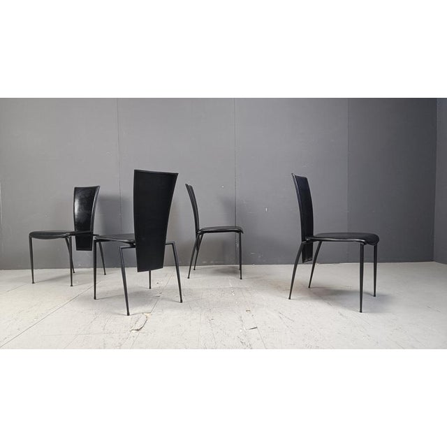 Postmodern Black Dining Chairs from Arper, Italy, 1980s, Set of 4 For Sale - Image 11 of 16
