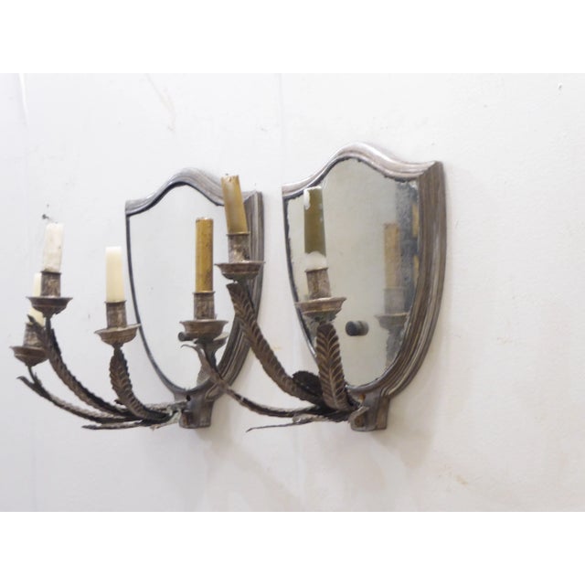 Mid 18th Century 18th Century Italian Silvered Three Arm Wall Sconces - a Pair For Sale - Image 5 of 7