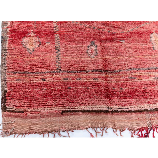 1950s Doris Leslie Blau Vintage Moroccan Abstract Brick Red Hand-Knotted Wool Rug For Sale - Image 5 of 8
