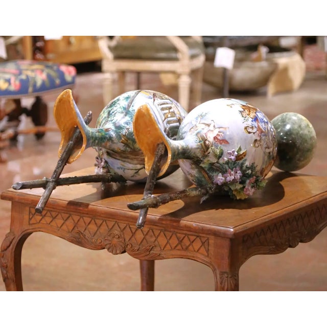 Pair of 19th Century Italian Capodimonte Majolica Ewers With Bacchic Scenes For Sale - Image 15 of 15