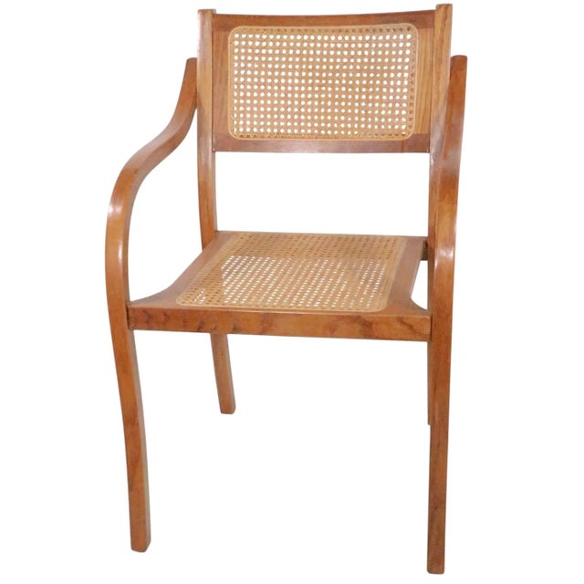 Bent Plywood and Cane Arm Chair Circa 1970's After Thonet For Sale - Image 10 of 12