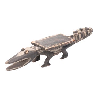 Large Wood Alligator Folk Art Sculpture For Sale