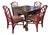 John-Richard 39" X 39" X 30"h Eur-03-0108 Leather Top Walnut Game Table (Mah Jongg) and 4 Red Palecek Bamboo Chippendale Style Dining Chairs For Sale
