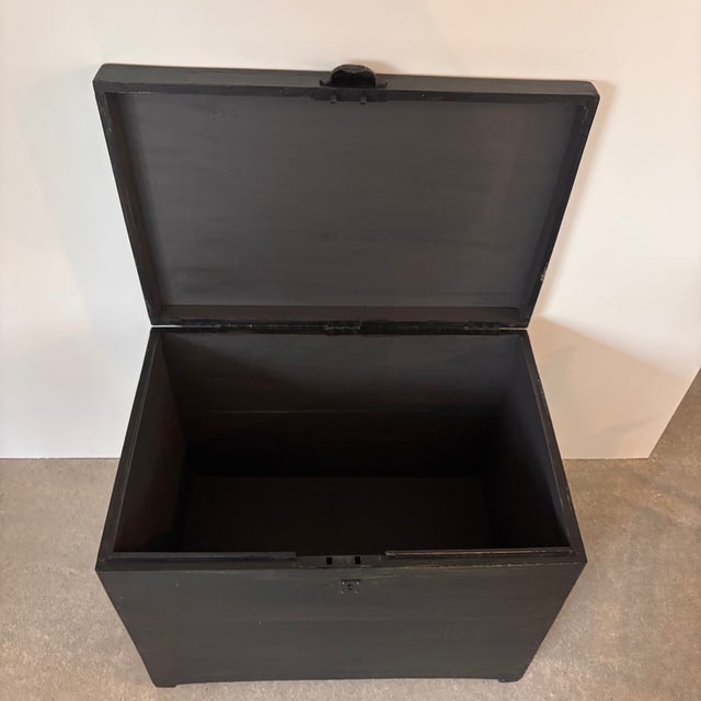 Wooden Chest in Black Patina For Sale - Image 4 of 6