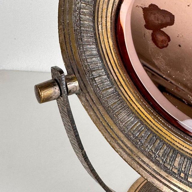 Metal Pink Table Mirror in Hammered Brass by Celestino Gallinaro, 1950s For Sale - Image 7 of 18