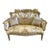 French Style Antique White Tufted Sofa With Gold Details For Sale