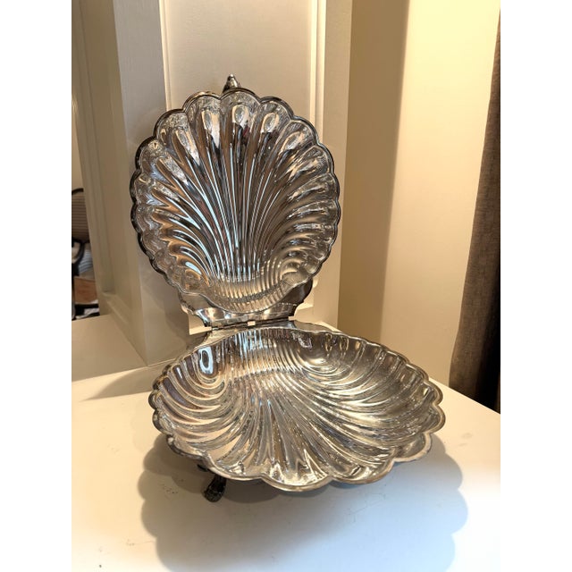 Vintage Silver Plate Clam Shell Serving Dish For Sale - Image 4 of 9