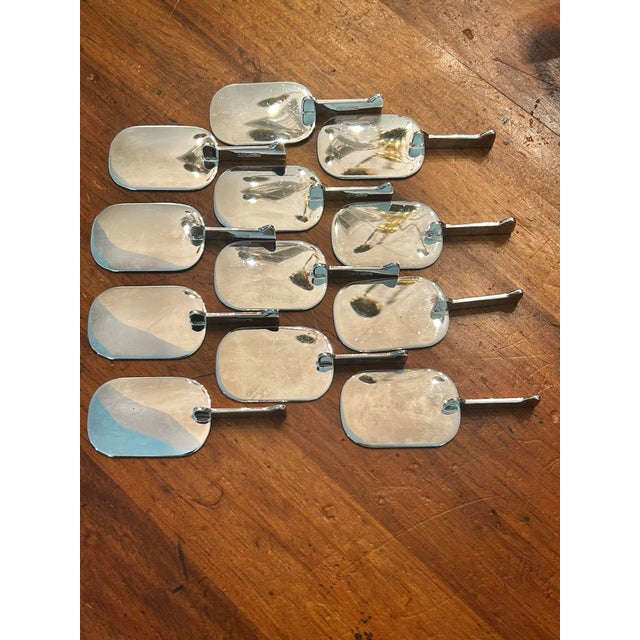 Mid-Century Modern Vintage Plata Lappas Argentina Modernist Silver Plate Knife Rests, Set of 12 in Original Presentation Box For Sale - Image 3 of 12