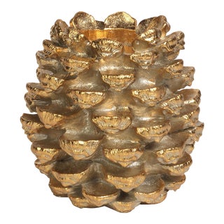 Keona Golden Pine Cone Pillar Candle Holder, Small For Sale