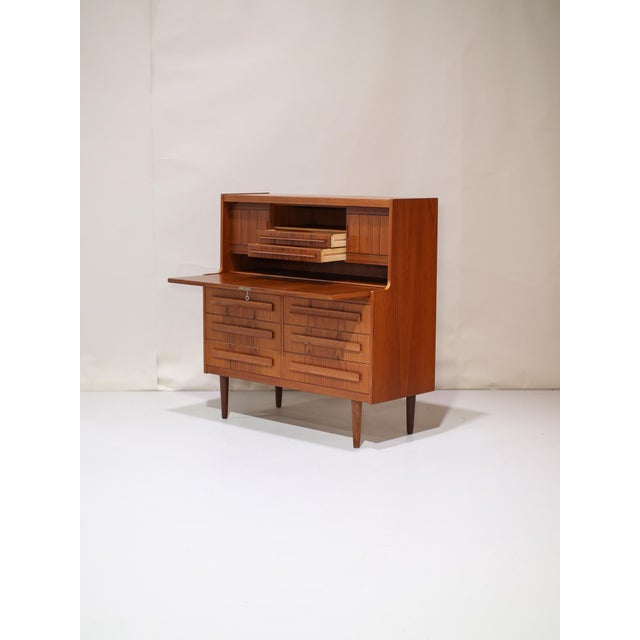 Vintage Danish Secretaire in Teak by Sigfred Omann for Ølholm, 1960s For Sale - Image 9 of 18