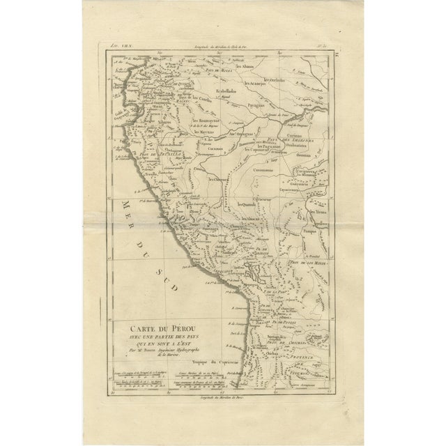 Peru and Upper Amazon Enlightenment Map by Rigobert Bonne, 1780s For Sale