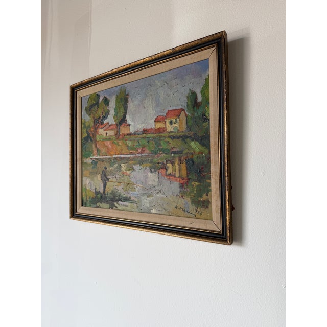 1970s 1970 Rodolfo Marma Italian Impressionist Landscape Oil on Board Painting – “L’Arno a Rovezzano,” Florence, Italy, Framed For Sale - Image 5 of 12
