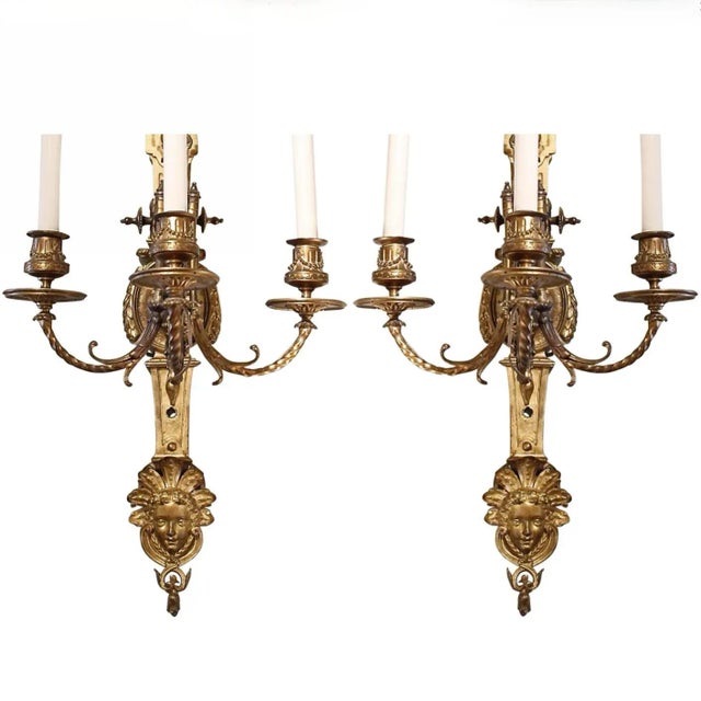 French 19th Century Antique French Régence Style Gilt Bronze Sconces - A Pair For Sale - Image 3 of 12