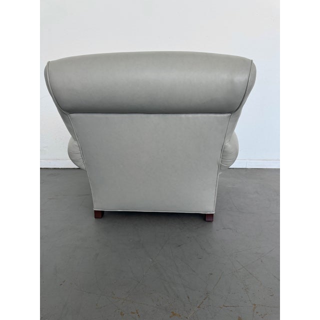 Traditional Pottery Barn Manhattan Roll Arm Leather Chair For Sale - Image 3 of 9