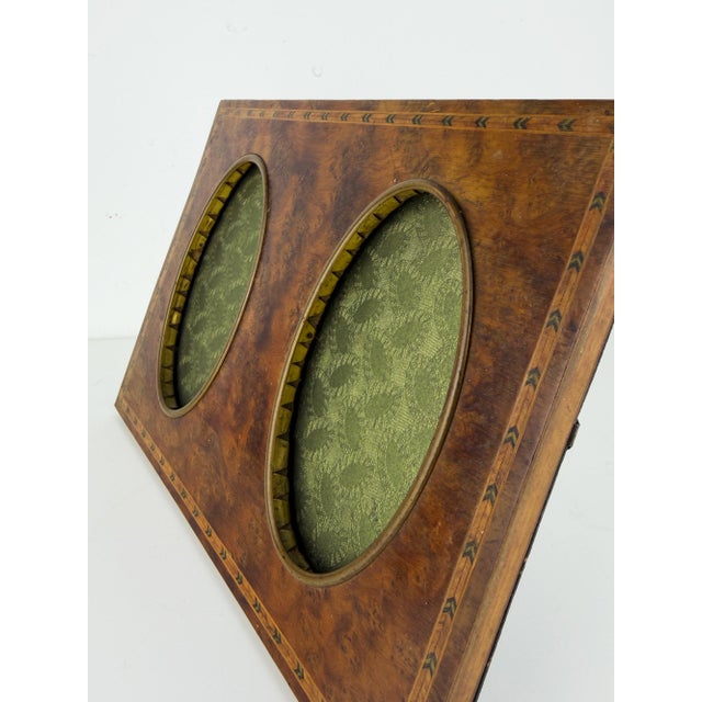 19th Century Antique French Napoleon III Burl Wood Double Photo Frame For Sale - Image 3 of 11