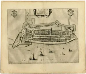 Antique Map of Stavoren by Blaeu, 1649
