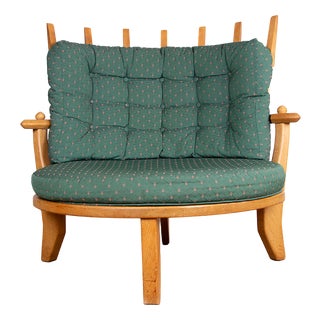 Large French Lounge Chair in Oak by Guillerme et Chambron for Votre Maison, 1960s For Sale