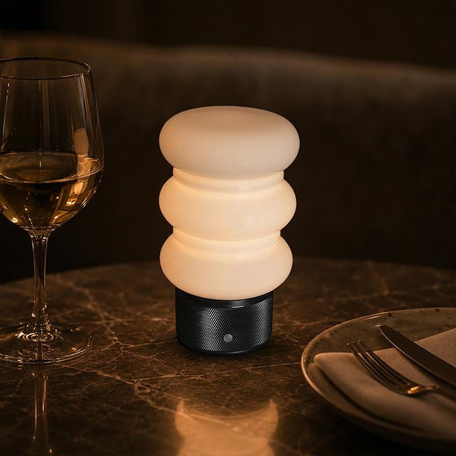White Aloadecor Modern Small Opal Glass Cordless Rechargeable Table Lamp 3-Level Dimmable Led Bedside Lamp For Sale - Image 8 of 11