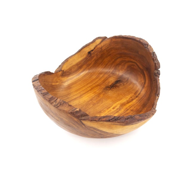 Brown Hand-Carved Peruvian 10.75" Olive Wood With Stunning Live Edges For Sale - Image 8 of 10