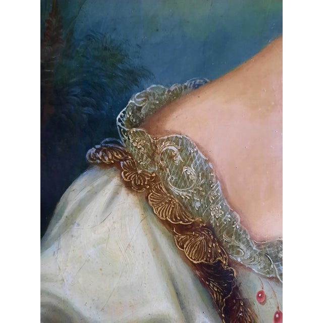 Royal Blue 18th Century Attributed Jean-Marc Nattier Oil Portrait of Madame De Pompadour For Sale - Image 8 of 12