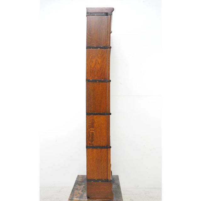 Antique Five Section Oak Hale Barrister Bookcase For Sale - Image 9 of 12