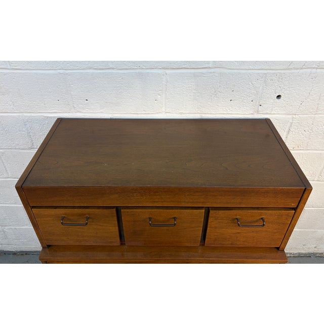 Mid 20th Century Merton Gershun for American of Martinsville "Dania" High-Boy Walnut Dresser For Sale - Image 10 of 14
