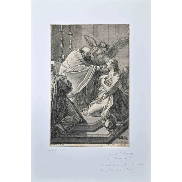 Saint Benedetto Luti is an Etching realized by Bartolomei Rivalz in the 18th century. Good conditions. Signed on the...