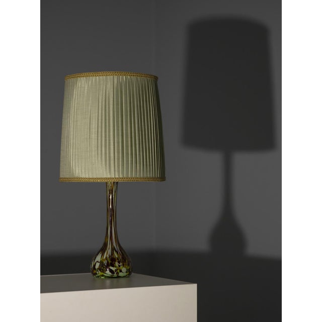 1970s Glass Table Lamp with Textile Shade, 1960s For Sale - Image 5 of 8