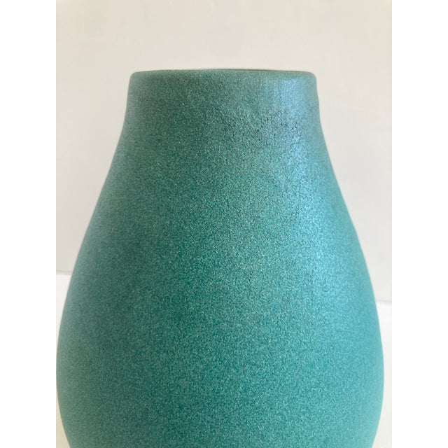 Ceramic Mid Century Matte Turquoise Glazed Ceramic Vase For Sale - Image 7 of 8