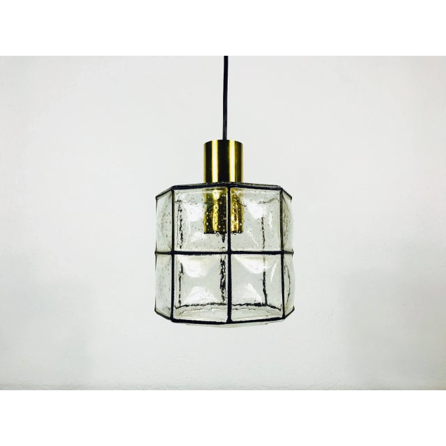 1960s Mid-Century Iron and Bubble Glass Pendant Lamp by Glashütte Limburg For Sale - Image 10 of 11