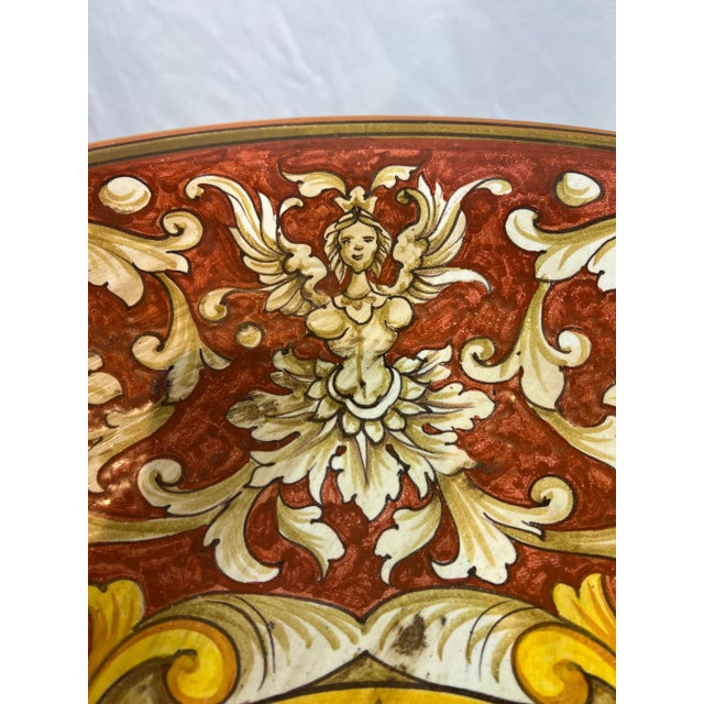 1990s Italian Hand Painted Round Ceramic Plates - a Pair For Sale - Image 11 of 13