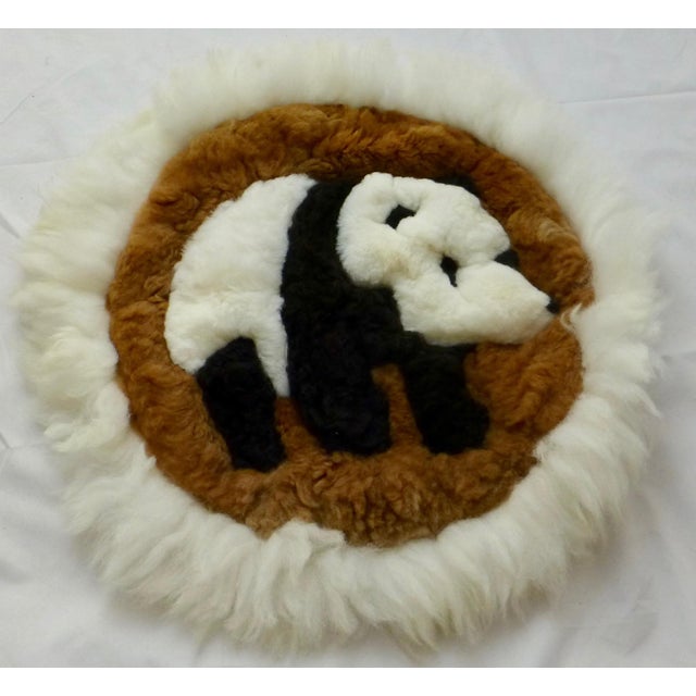 MidCentury Panda Sheepskin Rug 1′6″ × 1′6″ Chairish