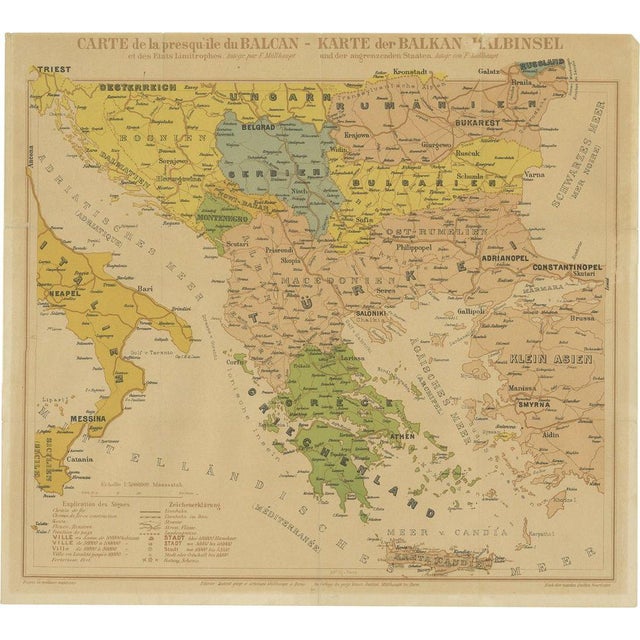 Map of the Balkans, 1890s For Sale