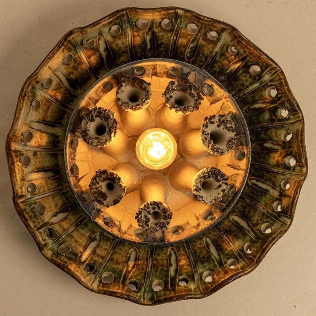 Vintage Danish Ceramic Wall Light in the style of Axella, 1970 For Sale - Image 11 of 13