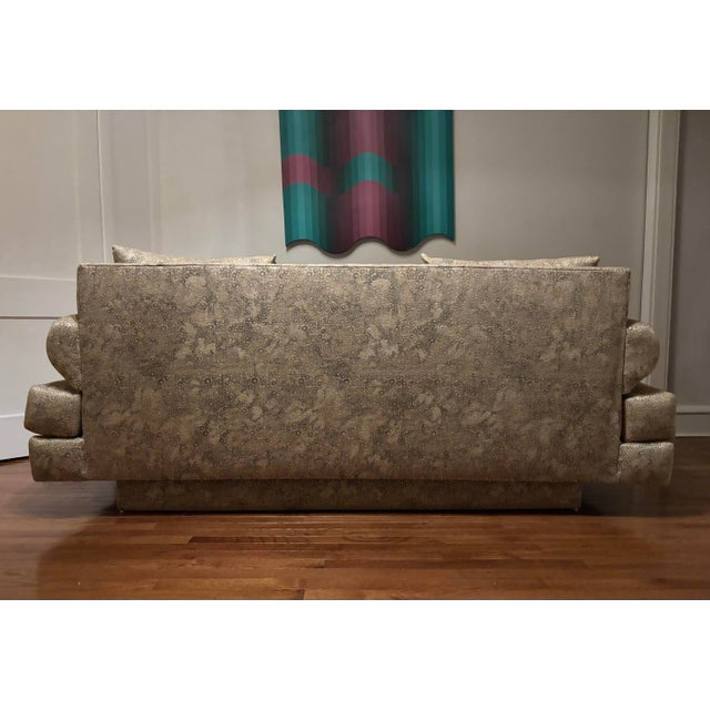 Wood 1990s Pair of Postmodern Sofas in Bronze Damask Fabric For Sale - Image 7 of 10