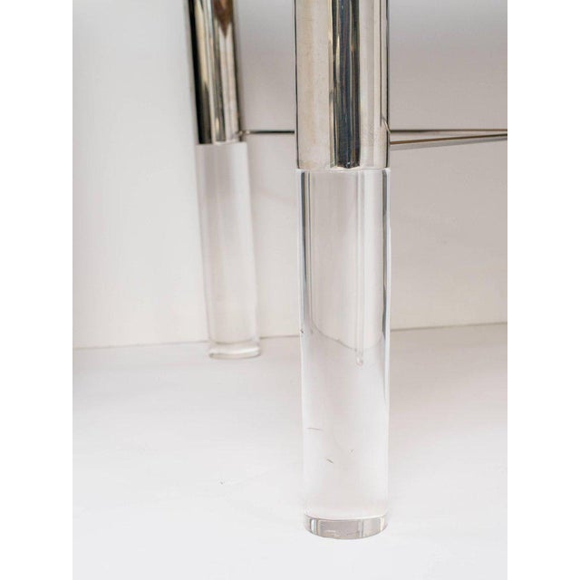 1970's Turquoise Leather Snakeskin and Lucite Game Table For Sale - Image 9 of 11