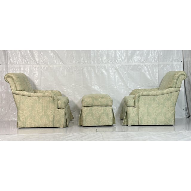 1980s 1980s Pair of "Colefax" Swivel Lounge Chairs & Ottoman Made in the Usa by Pearson For Sale - Image 5 of 18