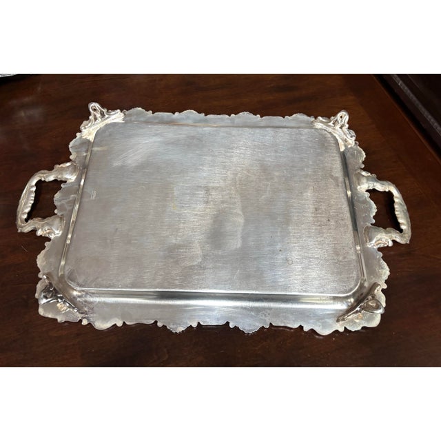 Large Vintage SilverPlate Footed Serving/Bar Tray For Sale - Image 10 of 12