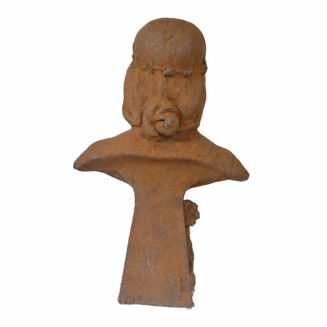 Brown Art Noveau Artist, Female Bust with Flowers, Cast Iron For Sale - Image 8 of 9