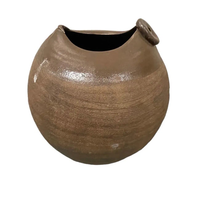 Sienna Large Ceramic Vessel Vase Bowl Signed and Marked, Italy 1980s For Sale - Image 8 of 8