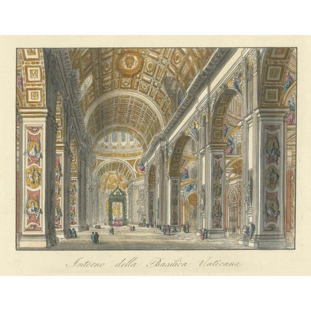 Interior of the Vatican Basilica, 1840s, Paper For Sale - Image 3 of 9