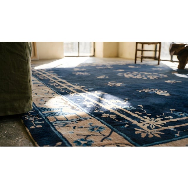 Navy Blue Antique Chinese Peking Rug For Sale - Image 8 of 8