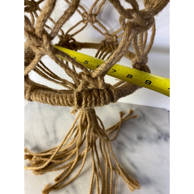Vintage Boho Macramé Plant Hanger in Natural Fiber — Large Hanging Planter, 1970s For Sale - Image 4 of 8